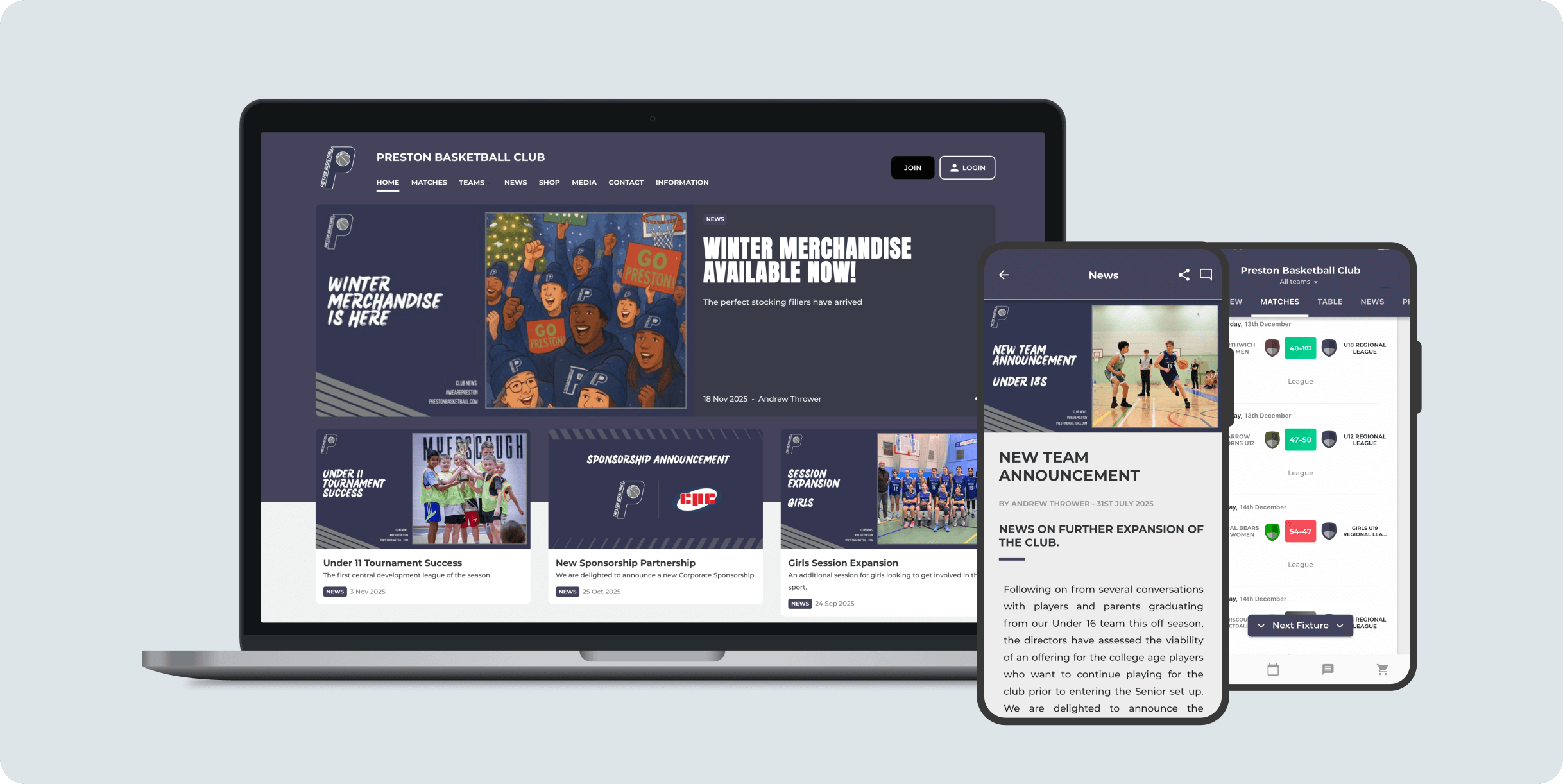 Pitchero platform showcase for basketball clubs