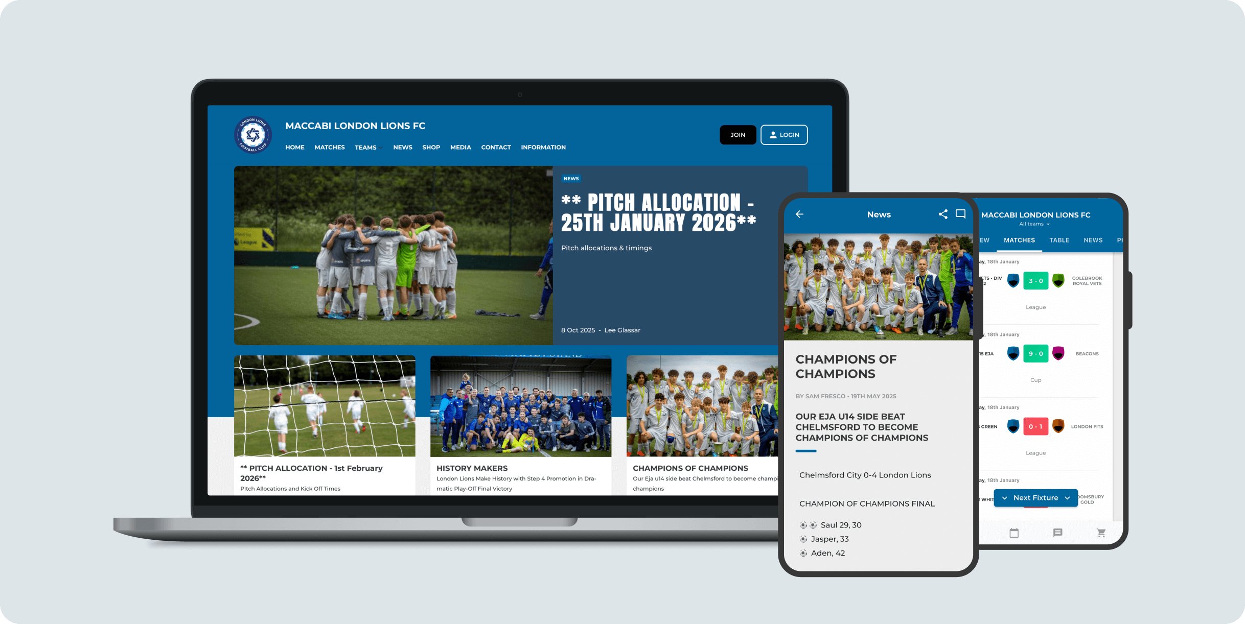 Pitchero platform showcase for football clubs