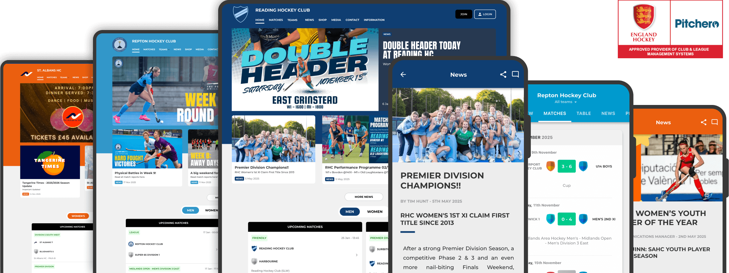 Hockey club websites and mobile apps showcase
