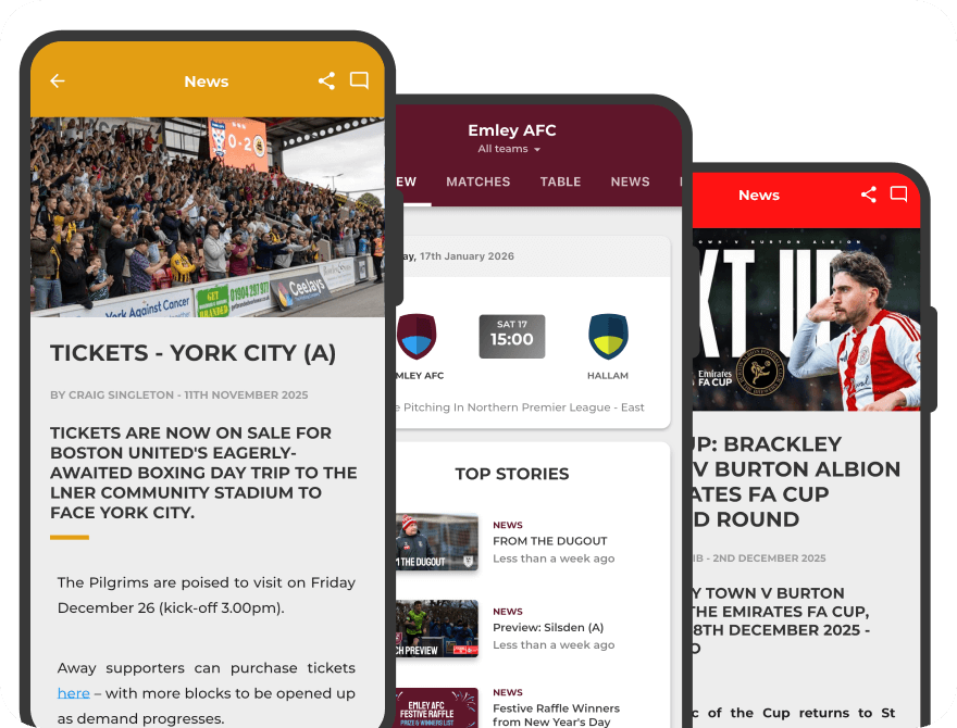 Non-league football club websites and mobile apps showcase